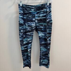 Lululemon Shorelines Multi Blue Fast & Free Crop Leggings Size 6